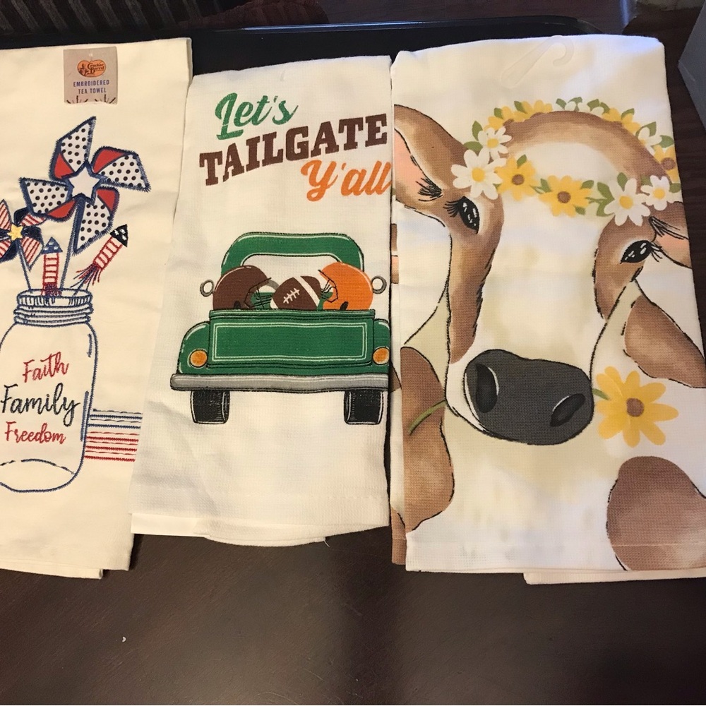 Set of Three Decorative Kitchen Tea Towels